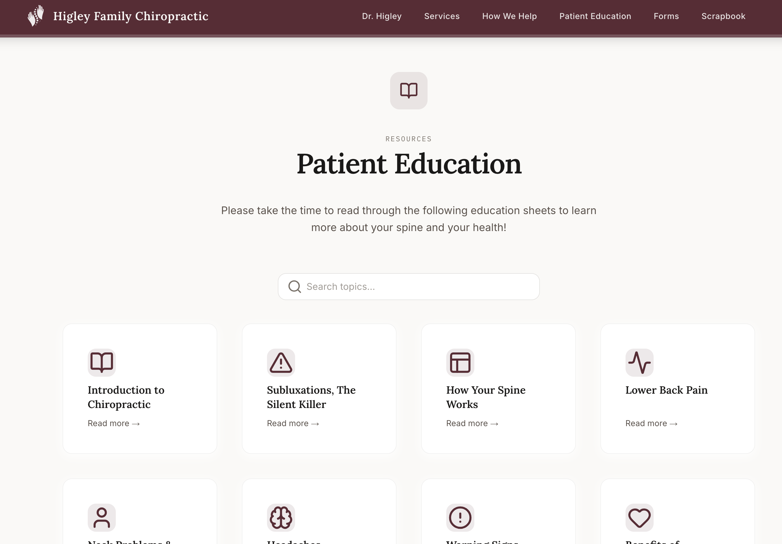 An interactive library of chiropractic educational material.